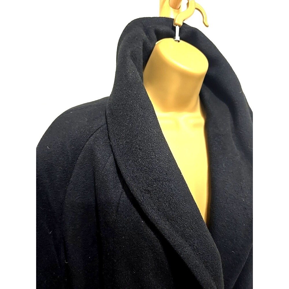 1960s Mongolian Cashmere Wool Overcoat XL Black Old Money Timeless Classic City